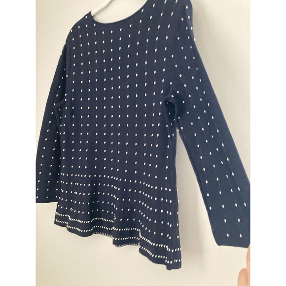 Talbots Dot Sweater Navy Blue Size SMALL Long Sleeve - Picture 2 of 8